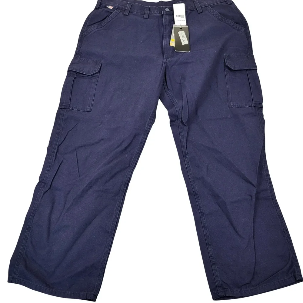 Carhartt Mens FRB240 DNY Flame Resistant Canvas Cargo‎ Pants Dark Navy NWT 44x32